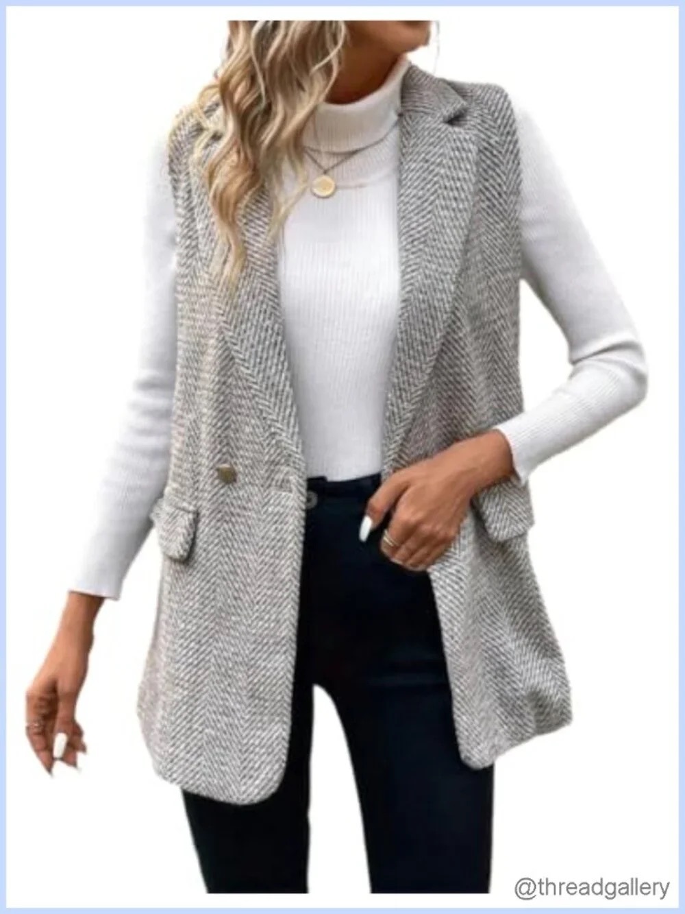 SHEIN Herringbone Tweed Vest